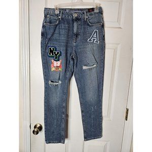 No Boundaries Womens JUNIORS Straight Jeans SIze 9 X 28 Patchwork Denim  NWT